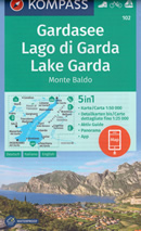 mappa n.102 Lago di Garda, Monte Baldo, Riva del Salò, Desenzano Sirmione, d'Idro, Caprino Veronese, Ledro con informazioni turistiche, sentieri CAI, percorsi panoramici e parchi naturali plastificata, compatibile GPS + panoramica 2020