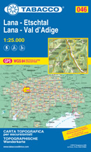 mappa n.046 Lana, Val d'Adige Merano, Marlengo, Cermes, Verano, Guardia Alta, S. Pancrazio, Foiana, Vilpiano, Nalles, Terlano, Andriano, Passo Palade, M. Luco, Felice, Bolzano con reticolo UTM compatibile sistemi GPS 2020