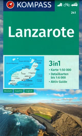 mappa Lanzarote (Isole Canarie) con sentieri, spiagge, percorsi panoramici compatibile sistemi GPS Kompass n.241 2025