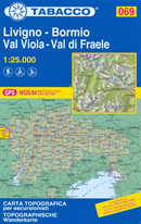 mappa n.069 Livigno, Bormio, Val Viola, di Fraele Piz Paradisin, C. de Piazzi, Valdidentro, Mora, Lago Cancano, Serra, Sotto con reticolo UTM compatibile sistemi GPS