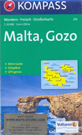 mappa n.235 Malta, Gozo, Valletta, Comino, Rabat, Mosta, Sliema con informazioni turistiche, sentieri, spiagge e luoghi panoramici compatibile GPS