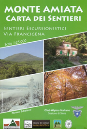 mappa topografica Monte Amiata - carta dei sentieri - con Abbadia San Salvatore, Arcidosso, Santa Fiora, Piancastagnaio, Campiglia d'Orcia, Seggiano, Castel del Piano, Bagni San Filippo - con rifugi, sentieri CAI numerati, percorsi MTB, Via Francigena, sorgenti, aree di sosta - edizione 2024