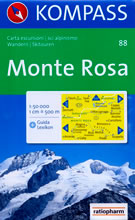 mappa topografica n.88 - Monte Rosa, Alagna Valsesia, Gressoney, Zermatt, Ceppo Morelli, Macugnaga, Scopello, Riva Valdobbia - nuova edizione