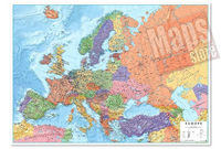mappa Murale d'Europa con cartografia politica e fisica, molto dettagliata 120 x 90 cm 2023