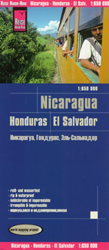 mappa Nicaragua, Honduras, El Salvador stradale impermeabile e antistrappo