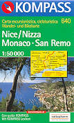 mappa topografica n.640 - Nice/Nizza, Monaco, San Remo, Monte Carlo, Menton, Ventimiglia, Bordighera, Ospedaletti, Peille