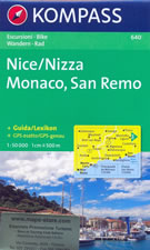 mappa topografica n.640 - Nice/Nizza, Monaco, San Remo, Monte Carlo, Ventimiglia, Bordighera, Ospedaletti, Peille, Castellaro, Montalto Ligure, Principato di Monaco - con sentieri CAI, percorsi MTB, spiagge, luoghi panoramici e parchi naturali - nuova edizione