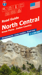 mappa stradale n.02 - USA North Central, Great Plains, Indian Country - con Cheyenne, Badlands, Black Hills, Mt Rushmore, North and South Dakota, Nebraska, Montana, Wyoming, Minnesota, Iowa - con cartografia aggiornata, dettagliata e facile da leggere + guida stradale - EDIZIONE 2024