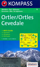 mappa topografica n.72 - Ortler/Ortles, Cevedale, Bormio, Passo dello Stelvio, Martello, Silandro, Ultimo, Rabbi, Peio, Dimaro, S. Caterina Valfurva, Valdisotto - compatibile con GPS + mappa panoramica - nuova edizione