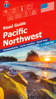 mappa stradale n.01 - Pacific NorthWest - con Seattle, Everett, Portland, Newport, Yellowstone, Grand Teton, Glacier, Twin Falls, Rock Springs, Oregon, Idaho - con cartografia aggiornata, dettagliata e facile da leggere + guida stradale - EDIZIONE 2024