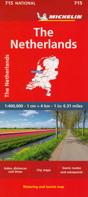mappa Paesi Bassi / Olanda con Amsterdam, Rotterdam, Den Haag stradale Michelin n.715 2024