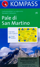 mappa topografica n.76 - Pale di San Martino, Predazzo, Catena dei Lagorai, Moena, Cima d'Asta, Passo del Brocon, Castello Tesino, Villa Agnedo, Canal S. Bovo, Mezzano, Sovramonte, Lago di Corio, Valsugana, Seren del Grappa, Falcade - nuova edizione