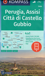 mappa Perugia, Assisi, Città di Castello, Gubbio Kompass n.2464 M. Urbino, Umbertide, il Cerrone, Pantano, Magione, Bastia Umbra, Cagli compatibile con GPS 2023