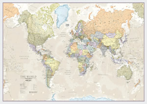 mappa Planisfero moderno ed elegante, adatto per l'arredamento cartografia politica aggiornata 200 x 120 cm