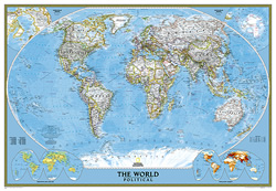 mappa Planisfero Politico, e Laminato cartografia molto dettagliata, elegante, adatto per l'arredamento di casa, studio 185 x 120 cm