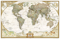 mappa Planisfero in stile antico (con stati moderni) cartografia aggiornata 185 x 120 cm