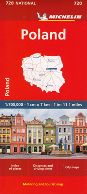 mappa Polonia stradale Michelin n.720 con Varsavia, Cracovia, Łódź, Breslavia, Poznan, Gdansk/Danzica 2024