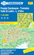 mappa n.071 Prealpi Gardesane, Tremalzo, Valle di Ledro, Lago d'Idro Riva del Garda, Tenno, Lenzumo, M. Cadria, Tofino, Gavardina, Tiarno, Storo, Valli Giudicarie, Brealone, Bruffione, Daone, V. Sorino, Bondone, Val d'Ampola con reticolo UTM compatibile sistemi GPS 2019