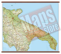 mappa murale Puglia - mappa murale plastificata con eleganti aste in legno - cartografia dettagliata ed aggiornata - 108 x 86 cm