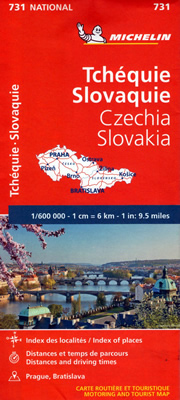 mappa stradale Repubblica Ceca, Repubblica Slovacca - mappa stradale Michelin n.731 - con Praga, Brno, Plzen, Bratislava, Košice - EDIZIONE 2024