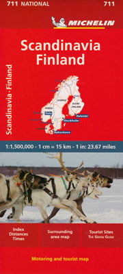 mappa stradale Scandinavia - Danimarca, Norvegia, Svezia e Finlandia - mappa stradale Michelin n.711 - con Stoccolma, Helsinki, Oslo, Kobenhavn, Bergen, Goeteborg - EDIZIONE 2024