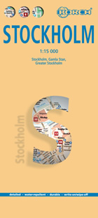 mappa Stoccolma / Stockholm con dettaglio del storico, Gamla Stan e città plastificata, impermeabile, scrivibile anti strappo dettagliata facile da leggere, trasporti pubblici, attrazioni luoghi di interesse