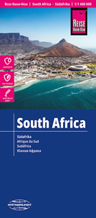mappa Sudafrica / South Africa, Lesotho, Eswatini con Johannesburg, Maputo, Durban, Port Elizabeth, Cape Town (Città del Capo) impermeabile e antistrappo 2023