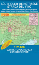 mappa n.049 Sudtiroler Weinstrasse, Strada del Vino Appiano, Caldaro, Termeno, Cortaccia, Magrè, Salorno, Roen, Mendola con reticolo UTM compatibile sistemi GPS 2018