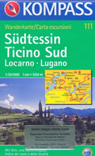 mappa topografica n.111 - Ticino Sud, Locarno, Lugano, Luino, Bellinzona, Campione, Chiasso, Cannobio, Lago di Lugano, Porlezza, M. Tamaro, Brissago, Lago Maggiore - con sentieri CAI, rifugi, funivie - compatibile con GPS - nuova edizione