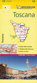 mappa Toscana stradale Michelin n.358 con strade panoramiche, mappe città, indice località ed autovelox aggiornata