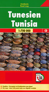 mappa Tunisia / Tunisie Tunisien con Tunisi, Sfax, Nabeul, Ben Arous, Monastir, Sousse stradale strade e piste, percorsi panoramici spiagge 2024