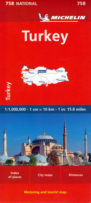 mappa Turchia stradale Michelin n.758 con Istanbul, Ankara, Smirne, Bursa, Adana, Gaziantep, Konya, Antalya 2024