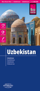 mappa stradale Uzbekistan - con Tashkent, Samarcanda, Namangan, Andijan - mappa stradale, mappa impermeabile e antistrappo - edizione Dicembre 2023
