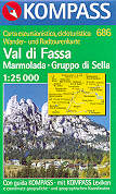 mappa topografica 686 - Val di Fassa, Marmolada, Gruppo di Sella