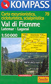 mappa topografica 79 - Val di Fiemme, Latemar, Lagorai, Cavalese, Salorno, Bedollo, Predazzo, Vigo di Fassa