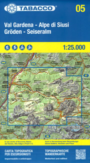 mappa n.005 Val Gardena / Gröden, Alpe di Siusi Seiseralm, Ortisei St. Ulrich, S. Cristina, Sciliar, Sella, Canazei, Puez, Funes, Seceda, Laion, Tullen, Gherdenacia, Sassongher, Colfosco, Piz Boè, Arabba, Passo Pordoi, Campitello, Sassolungo, Catinaccio con reticolo UTM compatibile GPS impermeabile, antistrappo, plastic free, eco friendly 2024