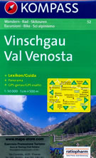 mappa n.52 Val Venosta / Vinschgau, Silandro, Naturno, Prato Stelvio, Ortler/Ortles, Passo Munster, Curon Venosta, di Resia compatibile con GPS