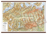 mappa Valle d'Aosta murale con cartografia dettagliata ed aggiornata plastificata, eleganti aste in legno 99 x 67 cm 2021