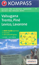 mappa topografica n.75 - Valsugana, Trento, Piné, Levico Terme, Lavarone, Pergine, Borgo Valsugana, Lago di Caldonazzo, Castello Tesino, Cima Dodici/Ferozzo, M. Verena, Luserna, Cima d'Asta, Mezzocorona, Lavis - compatibile con GPS + mappa panoramica - nuova edizione